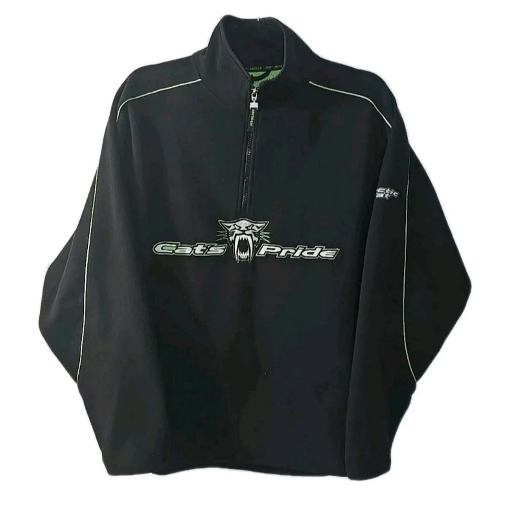 Arcticwear Arctic Cat Men M Cat's Pride‎ Black Neon Green Fleece Half-Zip Jacket